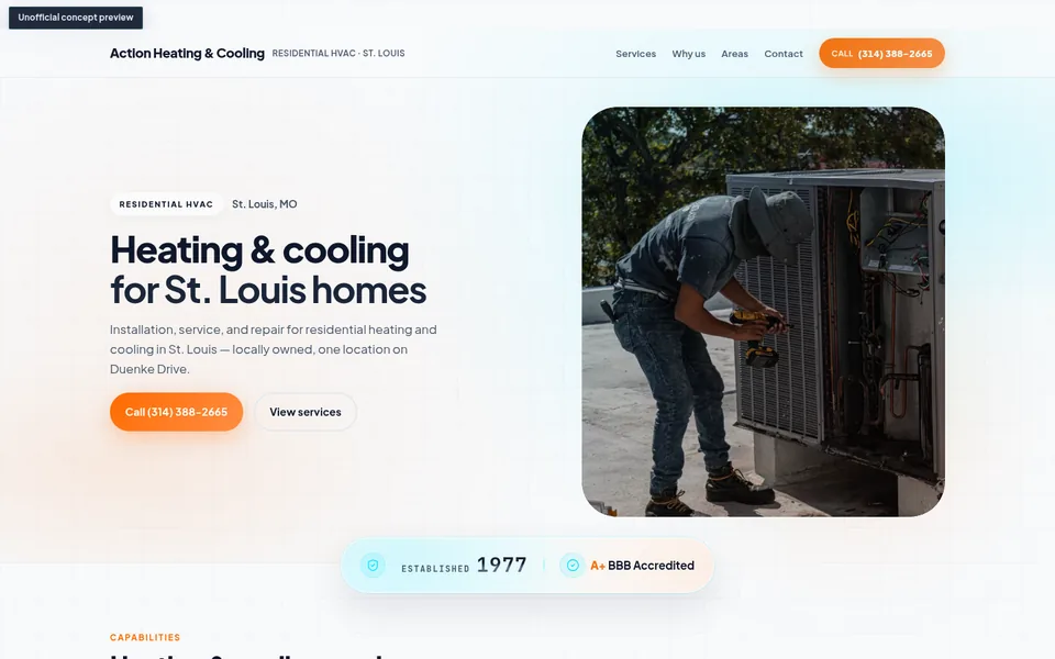 Design example — modern-bold home services desktop