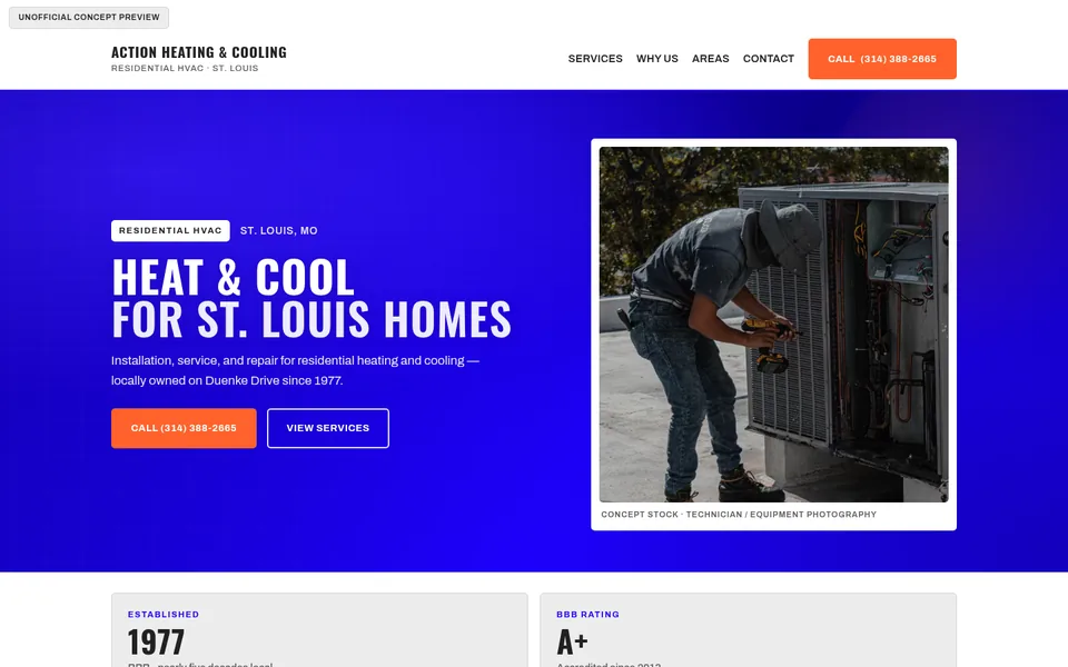 Design example — home services desktop site